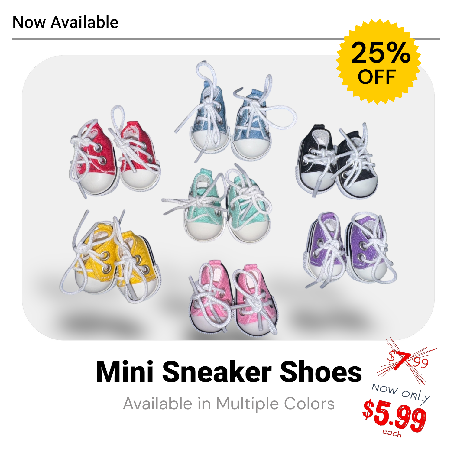 Mini Sneaker Shoes for 17cm Dolls